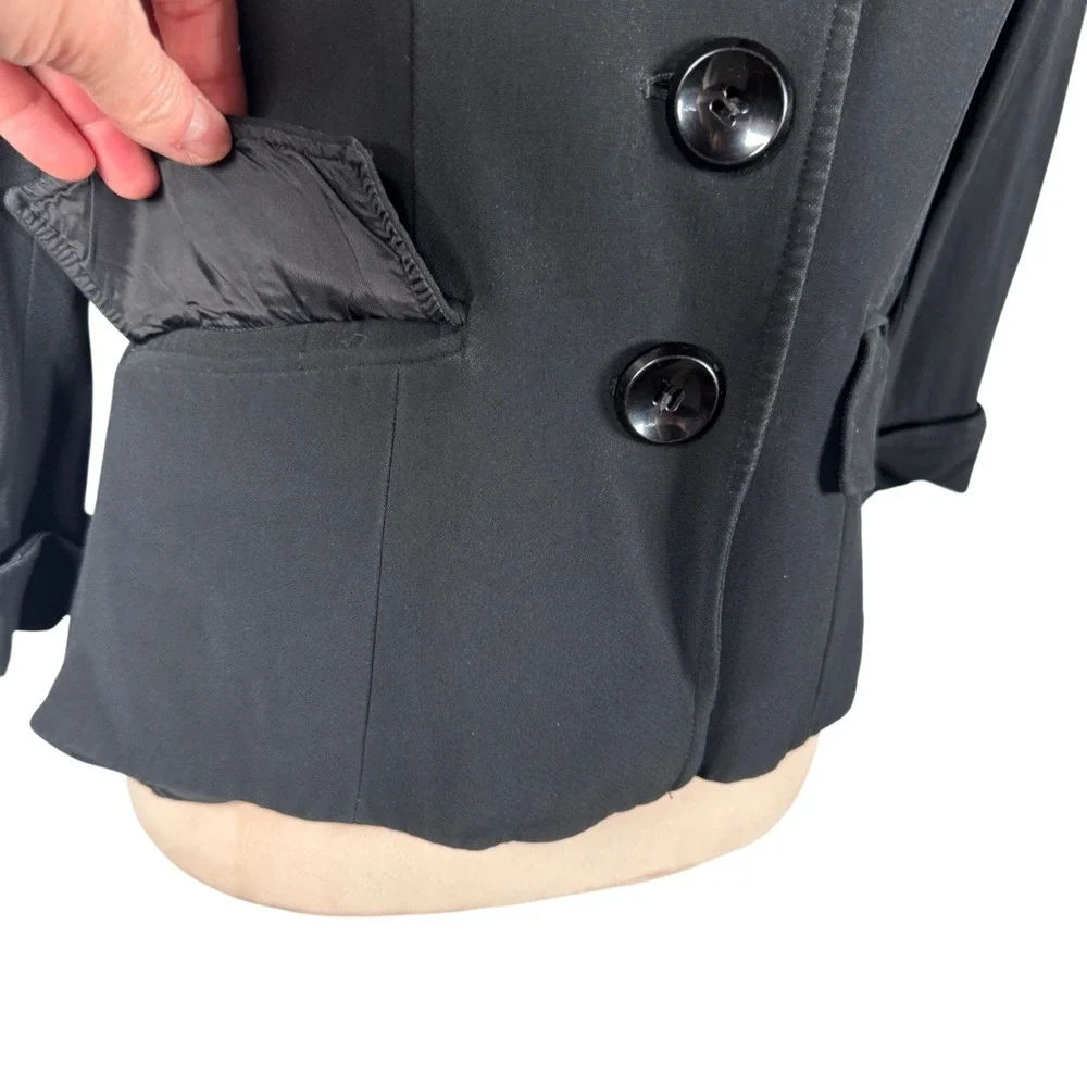 Lafayette 148 New York Blazer Women‎ 6 Black 3-Button 3/4 Sleeve Tailored Jacket